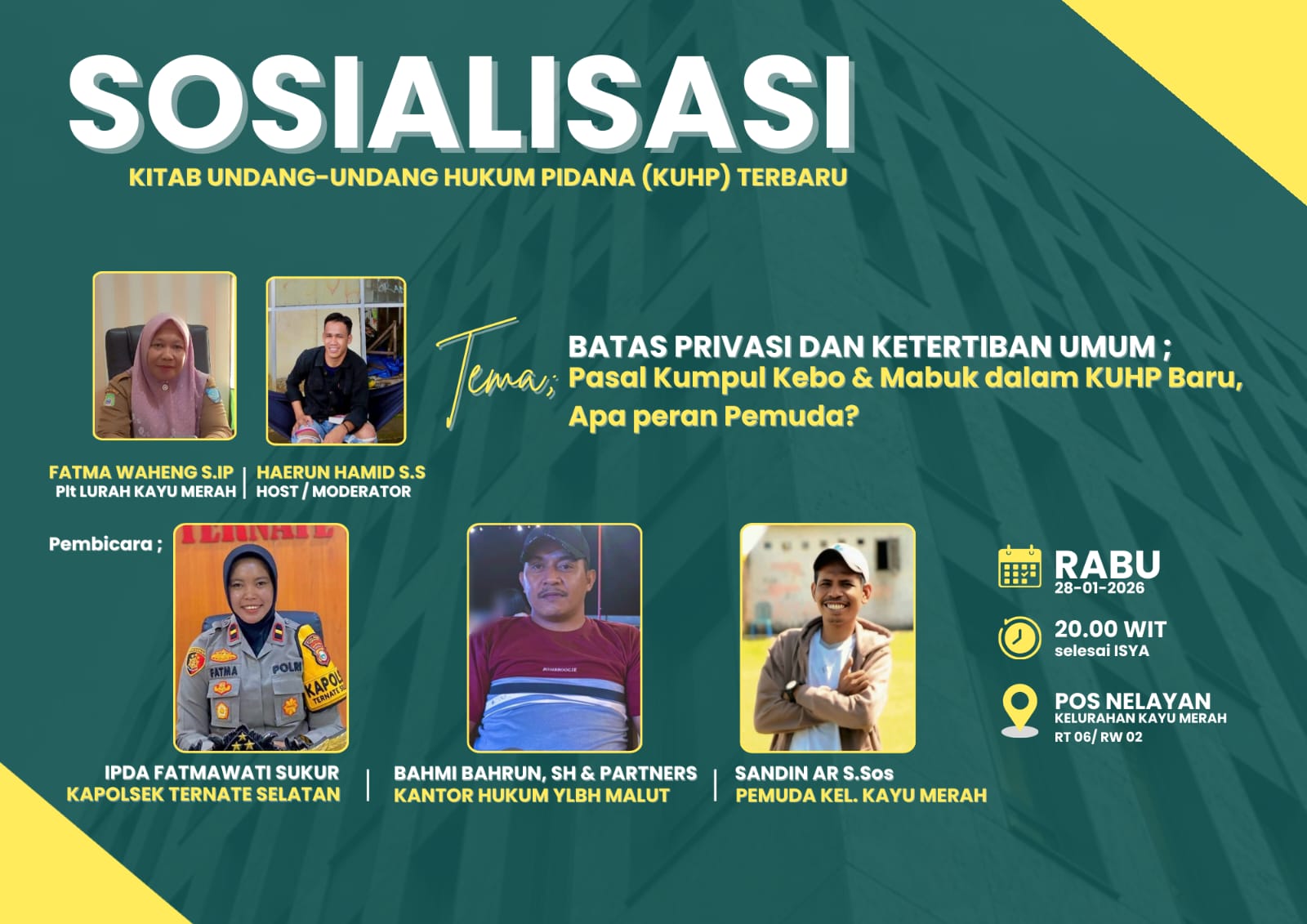 Pemuda Kayu Merah Gagas Edukasi KUHP Baru, Sinergi Masyarakat, Polisi, dan Praktisi Hukum untuk Paham Batas Privasi
