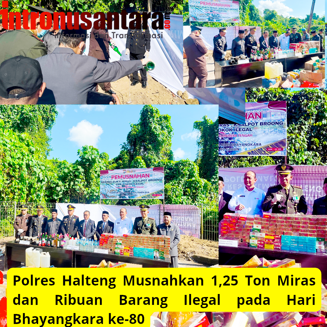 Polres Halteng Musnahkan 1,25 Ton Miras dan Ribuan Barang Ilegal pada Hari Bhayangkara ke-80